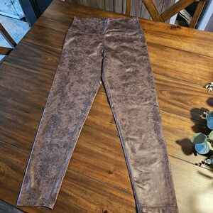 Aerie Faux Leather Brown Leggings